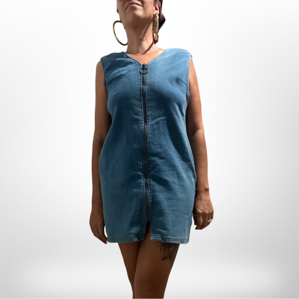 Vintage 90s Love by Chesley Full Zip Sleeveless Denim Dress      Size: M